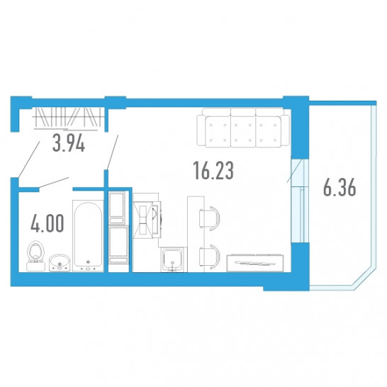 Студия 27.35 м²